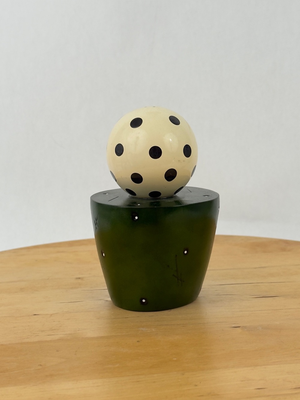 Robert Wilhelm for Bounds Modern Wood Salt Shaker Green White Modernist 2001